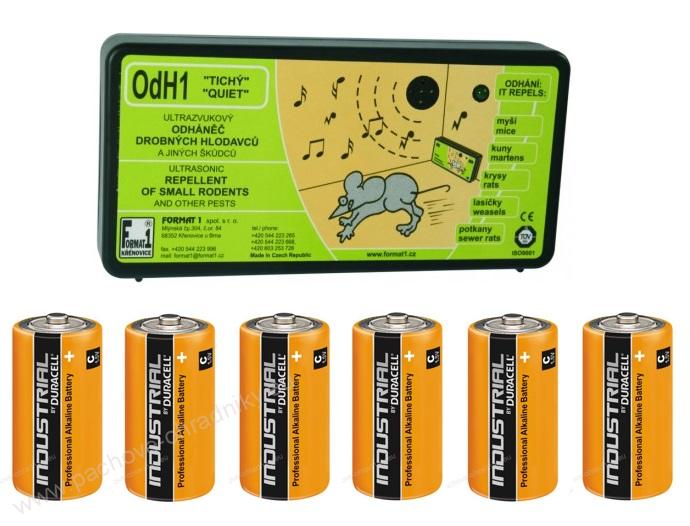 OdH1 tichý - ultrazvukový odpuzovač myší a kun + 6 ks baterií